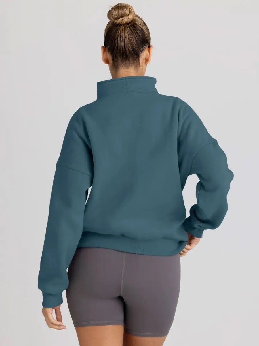 Trendy Queen Sweatshirts Half Zip Pullover Quarter Zip Oversized Hoodies Sweaters Comfy Fall Outfits 2024 Y2K Winter Clothes - Love Salve